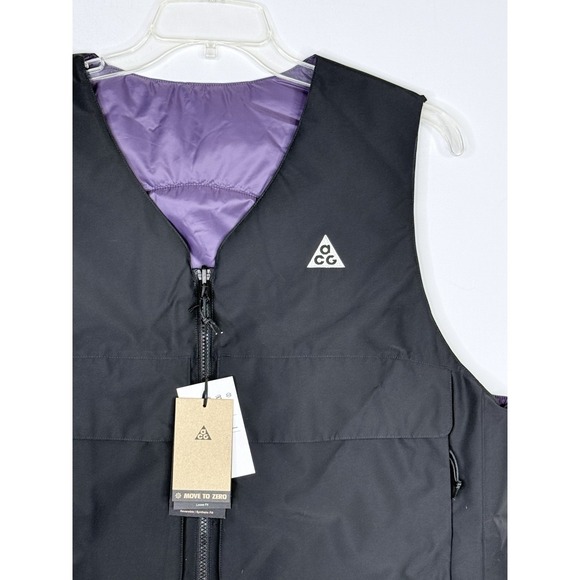 Nike ACG Skull Peak PrimaLoft Reversible Vest Lightweight Black Purple Mens Sz L - Picture 2 of 12